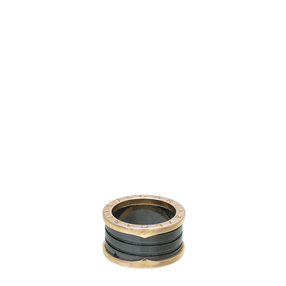 Bvlgari 18K Rose Gold Black Ceramic B Zero1 4 Band Ring 54 – THE