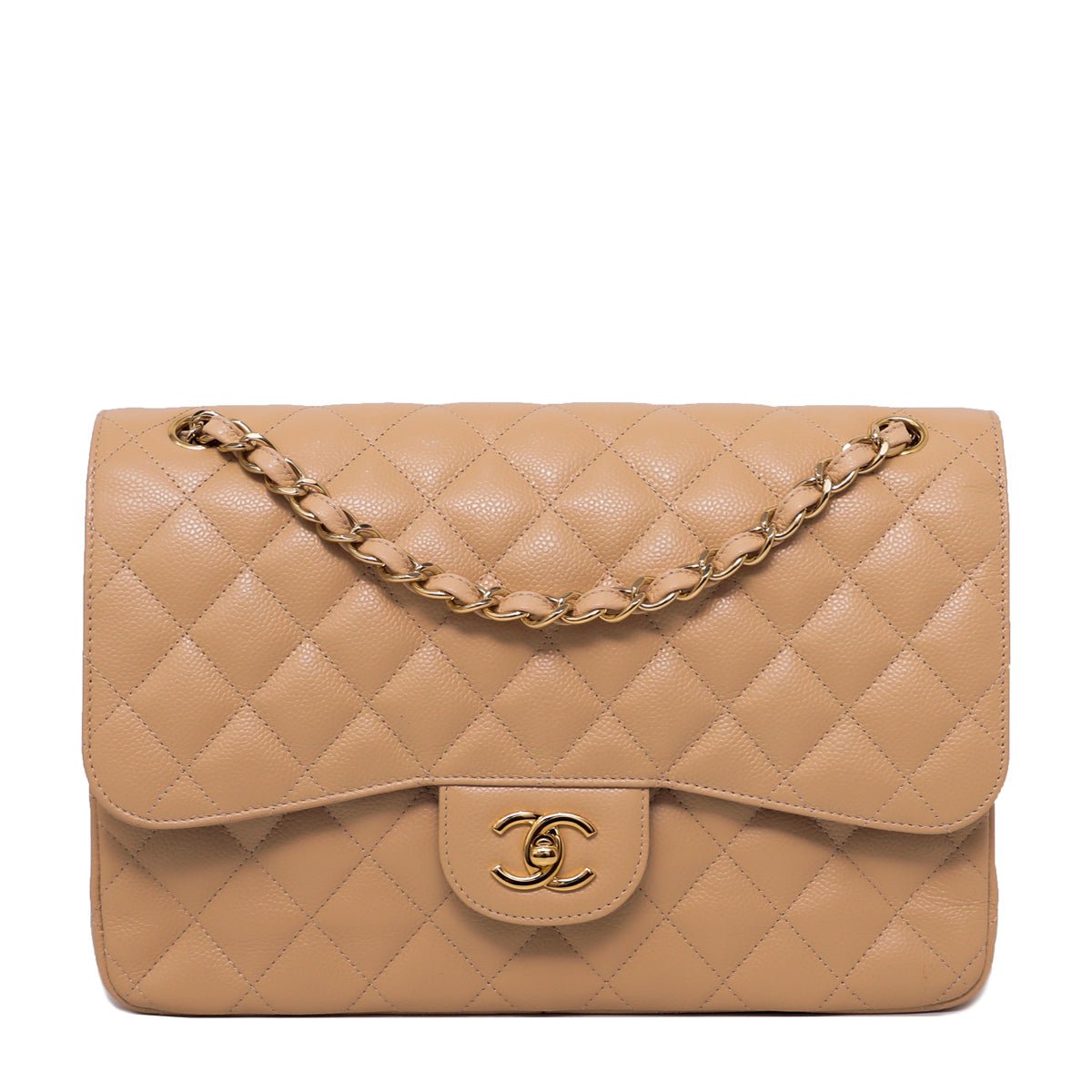 まるこ CHANEL FLAPBAG ベージュ Mini flap bag, Grained calfskin & gold-tone metal, light beige