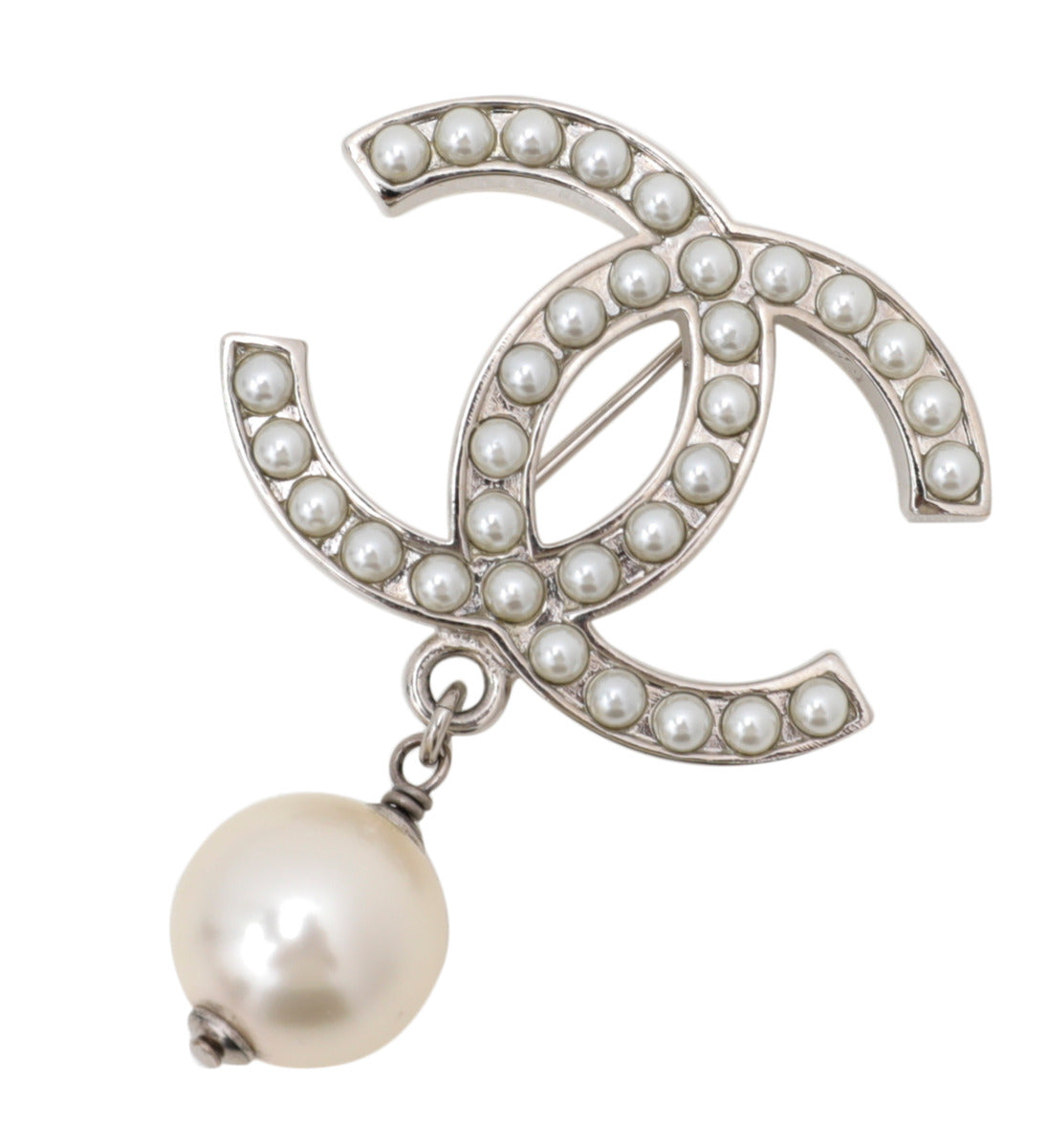 Chanel Ivory CC with Pearl Drop Brooch