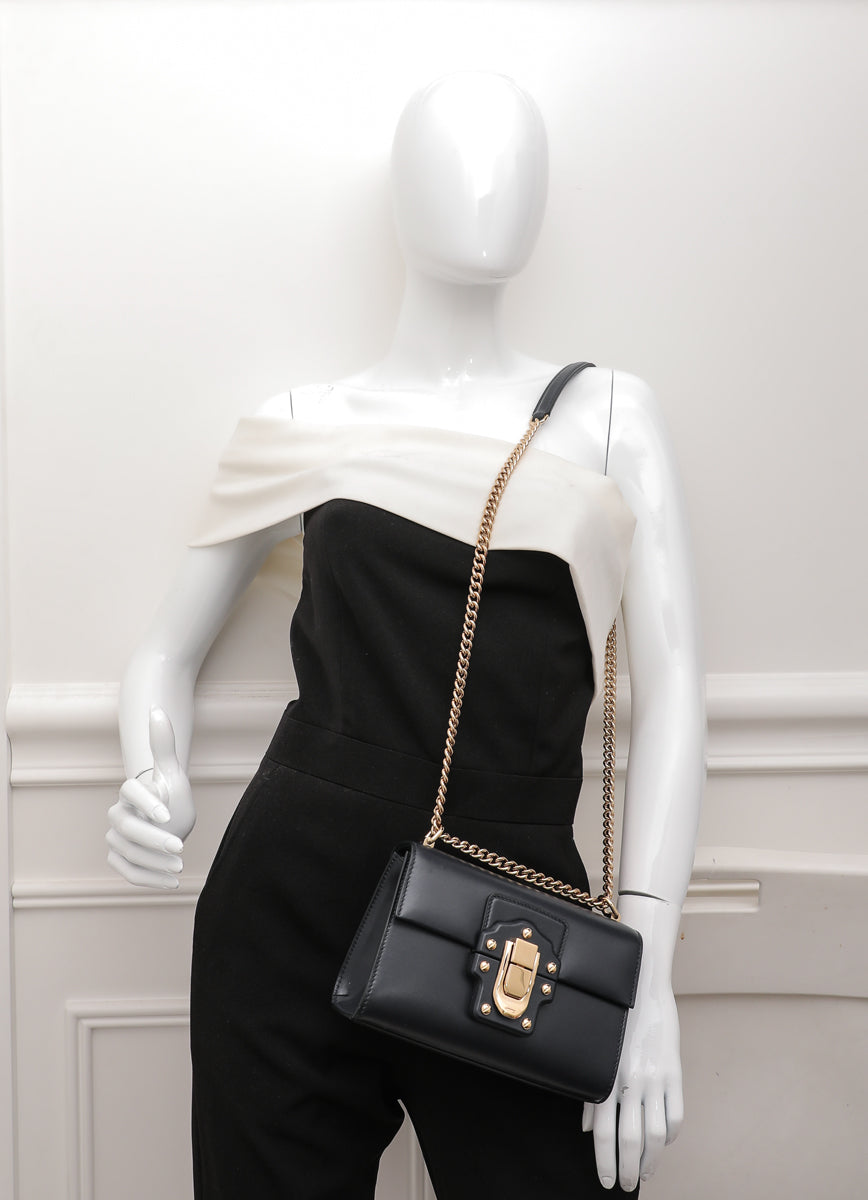 Dolce & Gabbana Dark Blue Smooth Lucia Chain Shoulder Bag