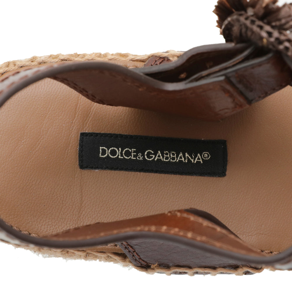 Dolce & Gabbana Bicolor Pineapple Kiwi Patch Ankle Strap 40