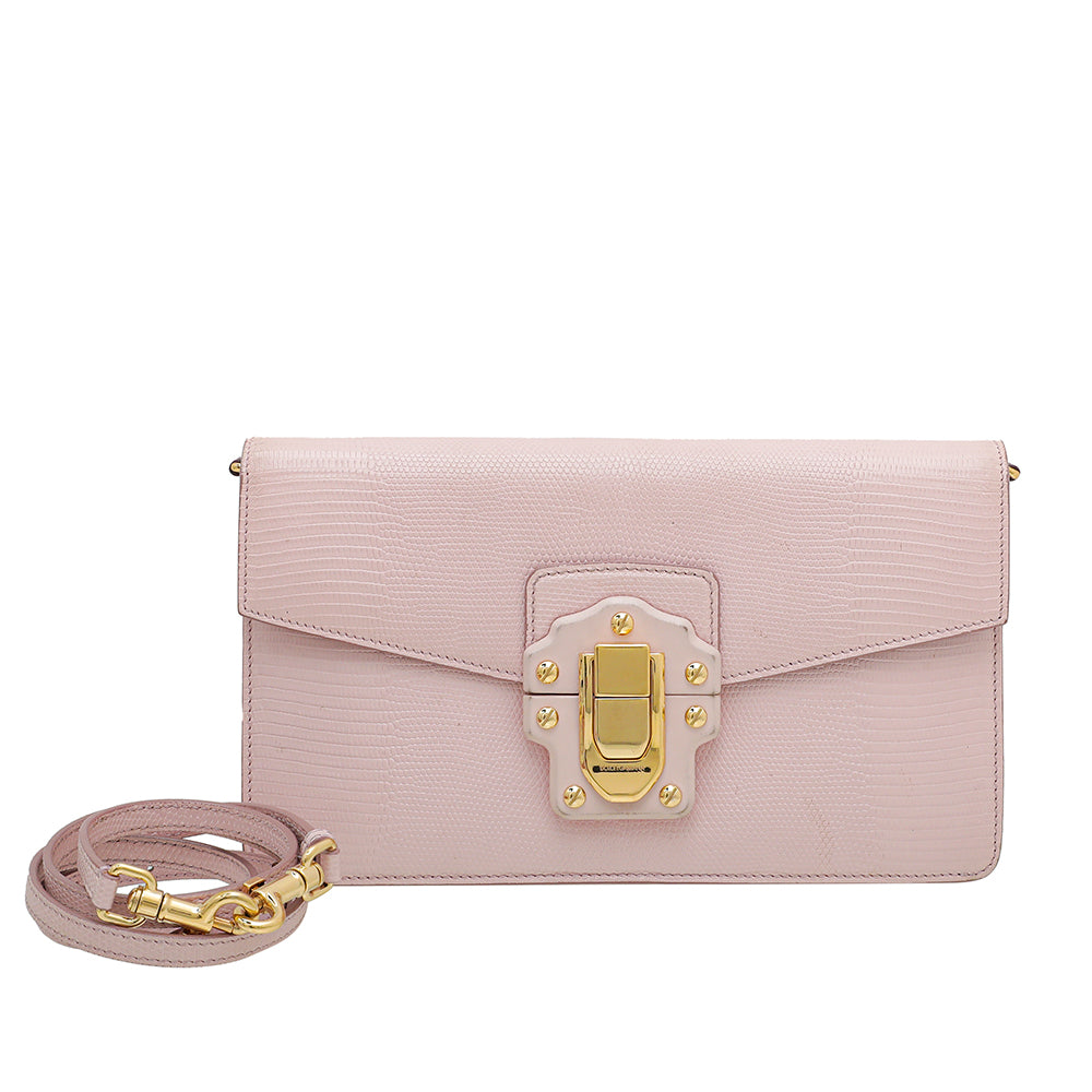 Dolce & Gabbana Pink Lizard Embossed Lucia Crossbody Bag – THE CLOSET