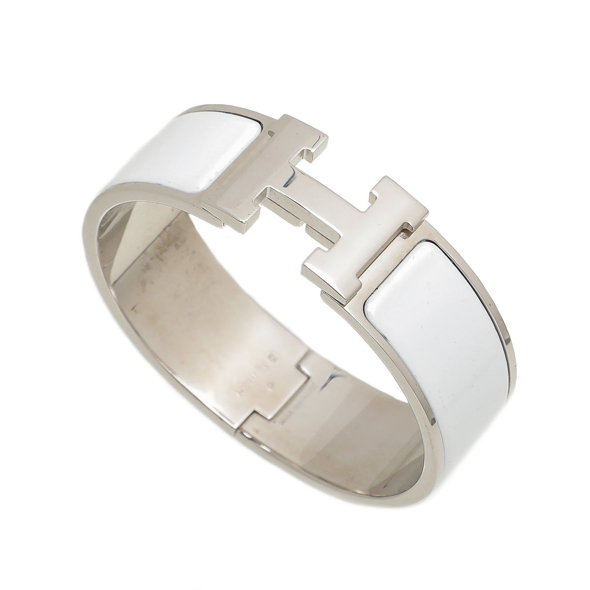 Hermes White Clic Clac H Bracelet Large – THE CLOSET Hermes White Clic Clac H Bracelet Large – THE CLOSET