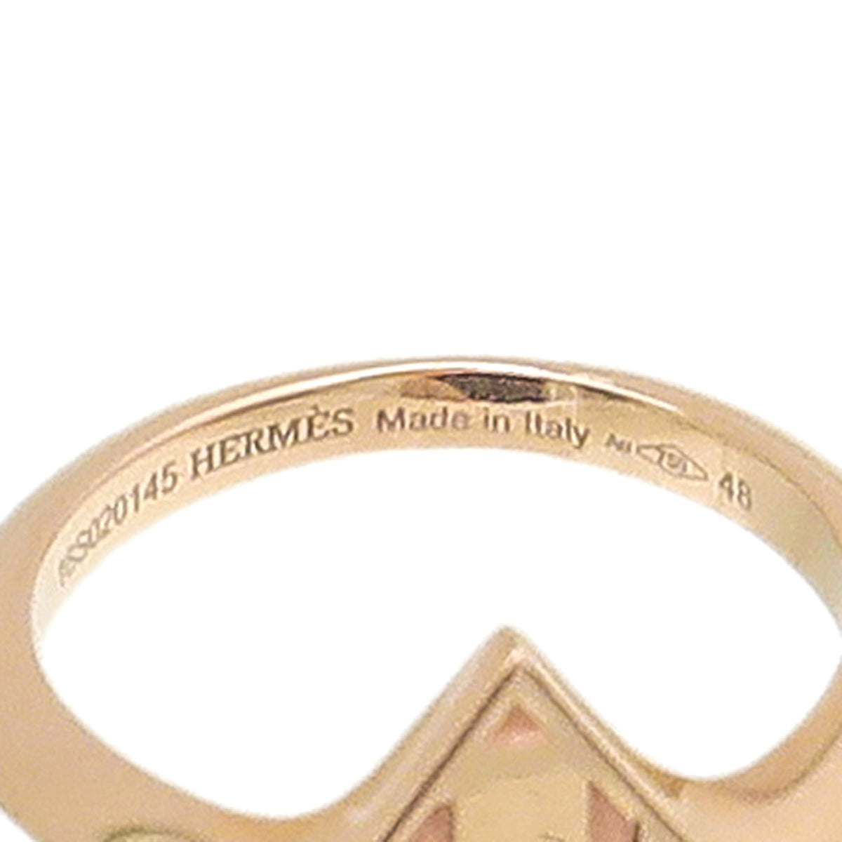 Hermes 18K Yellow Gold Gambade H Ring 48