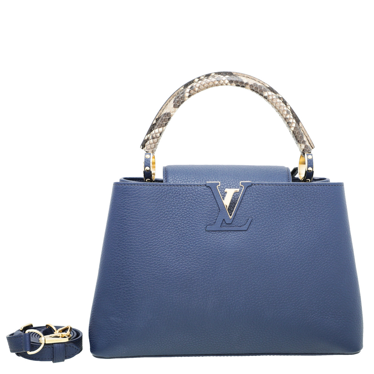 Louis Vuitton Navy Blue Capucines Python Handle Bag – THE CLOSET