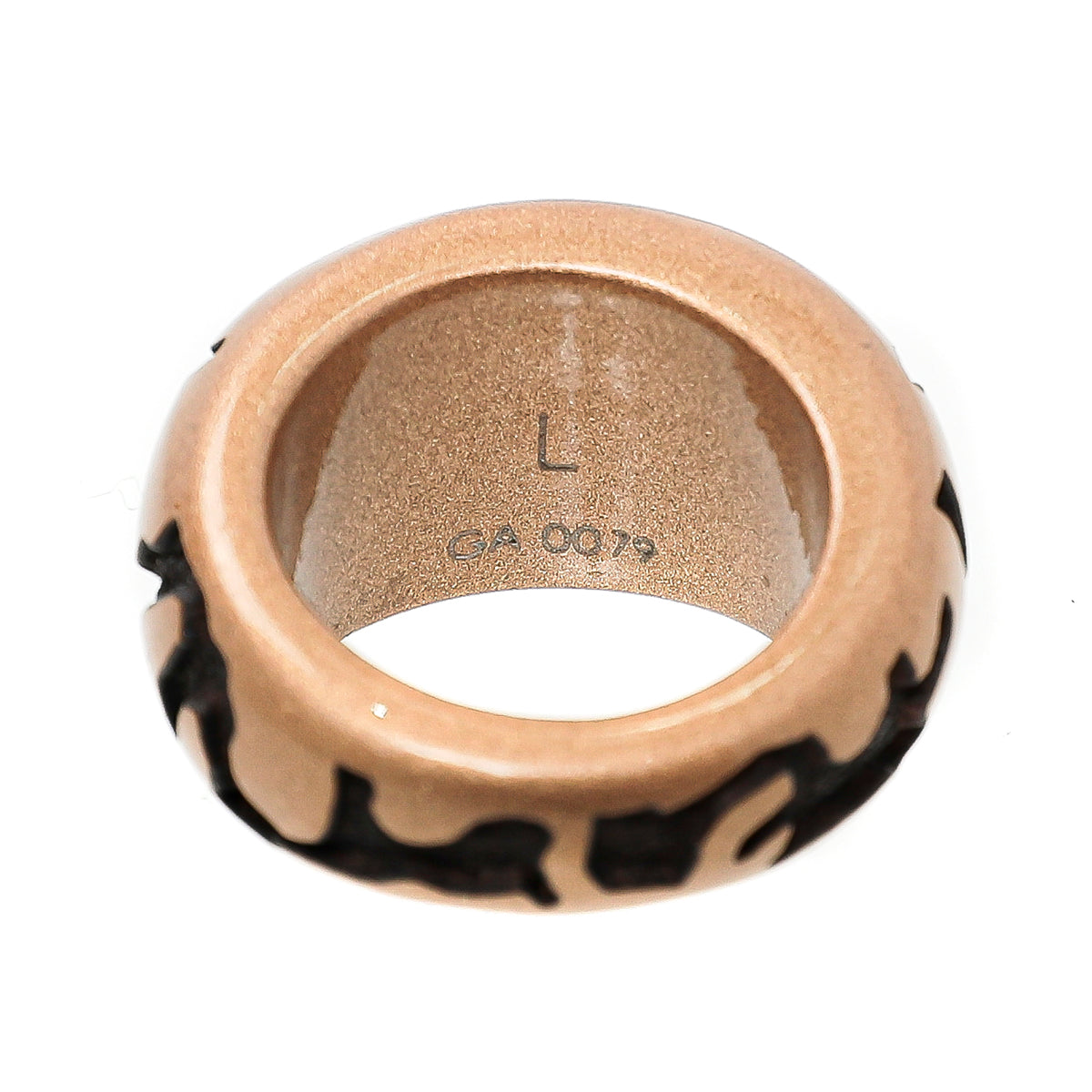 Louis Vuitton Gold Brown Lacquer Wood Leomonogram Ring L