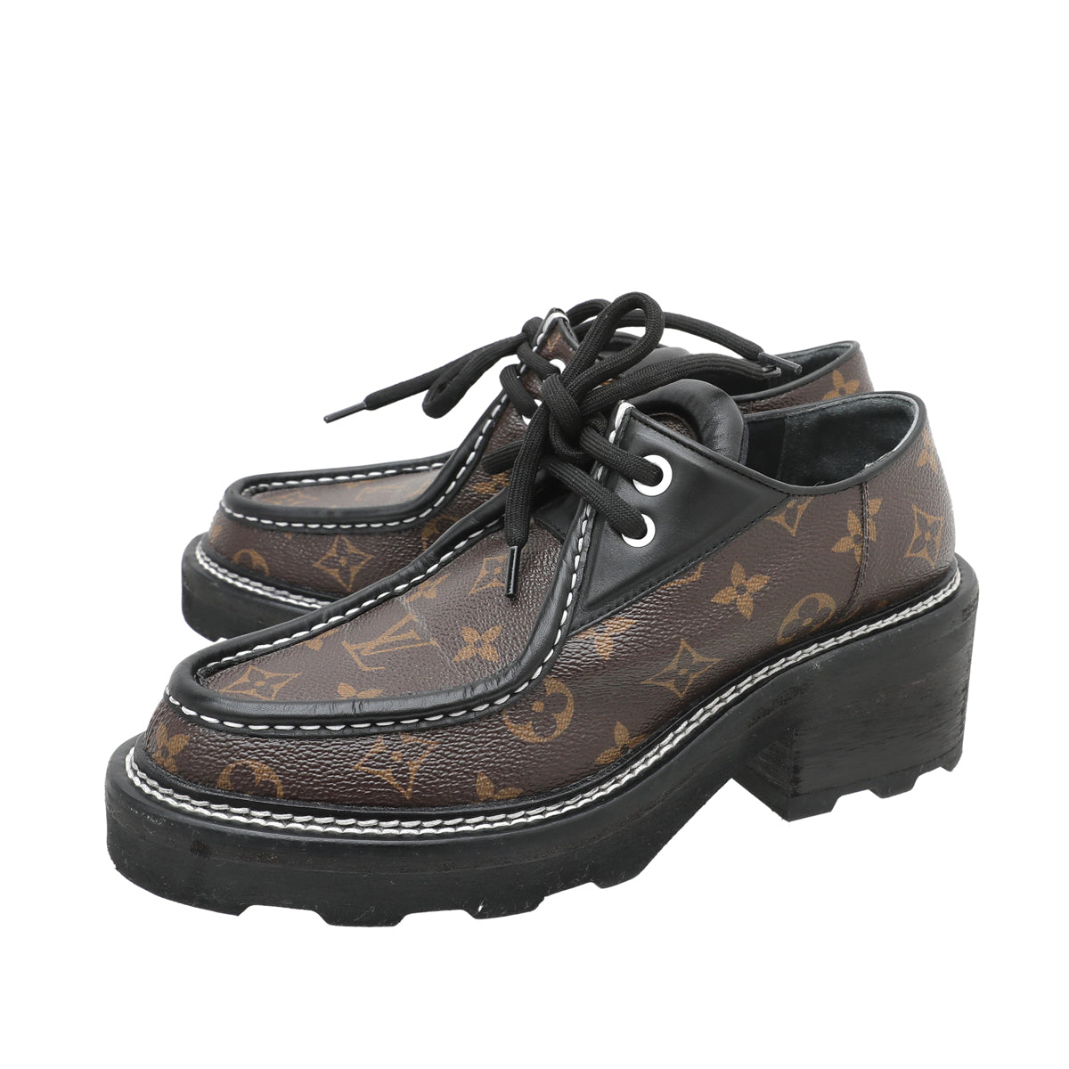 Louis Vuitton Monogram Black Beaubourg Platform Derby 39 – THE CLOSET