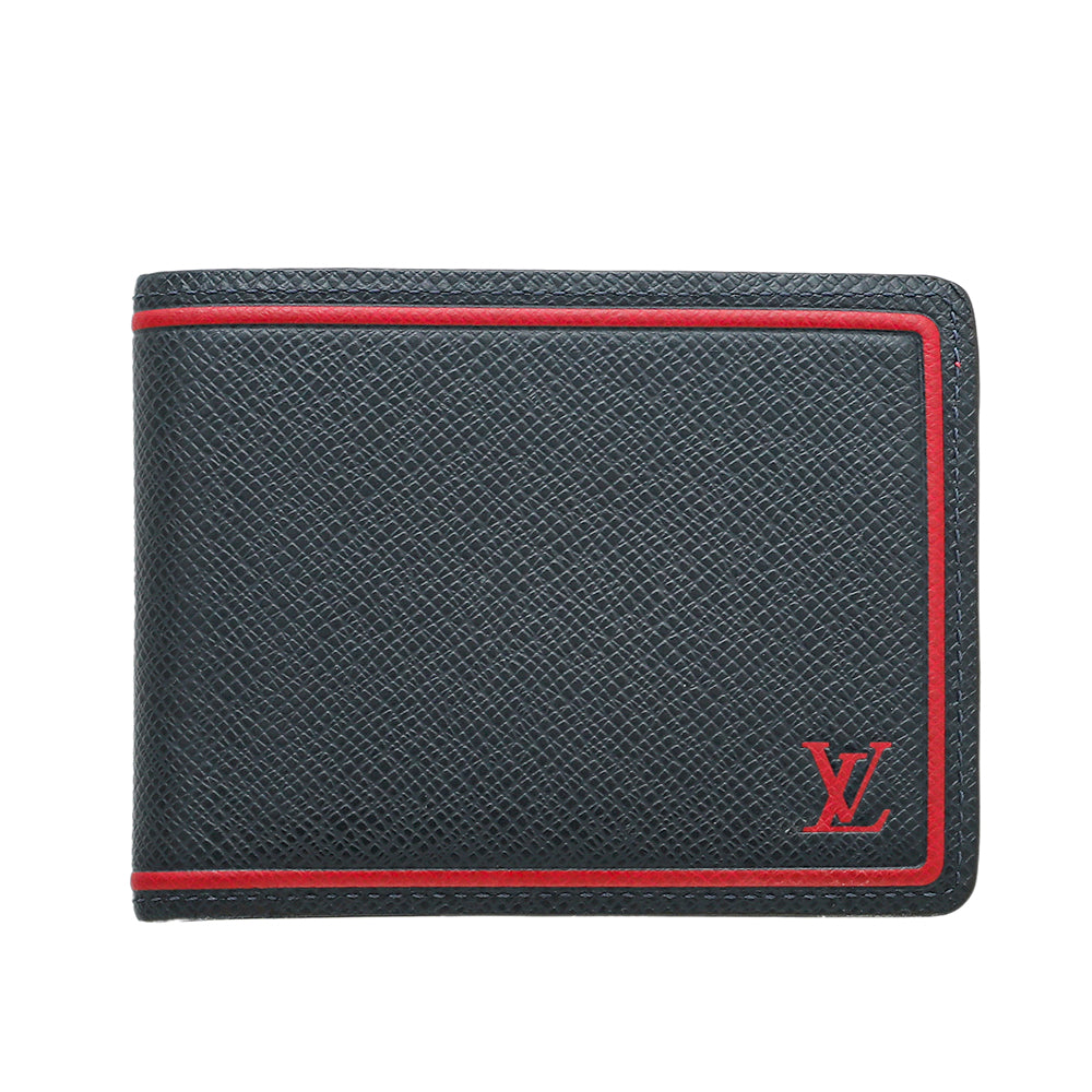Louis Vuitton Blue Marine Taiga Multiple Wallet W/ J.S Initials