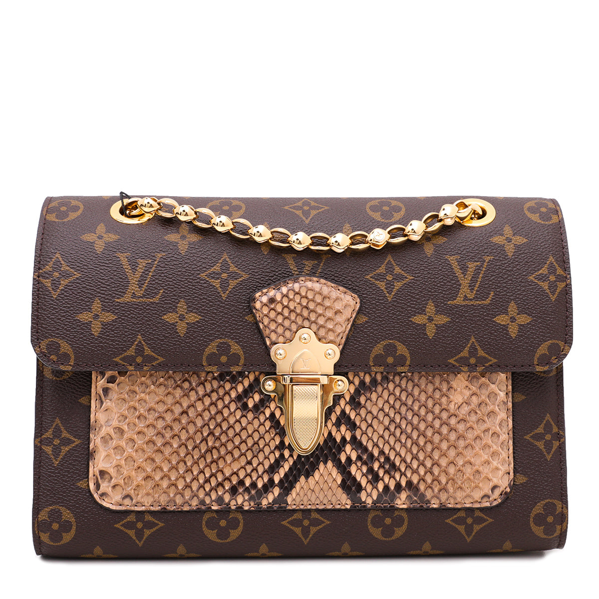 LOUIS VUITTON バッグ 定番 モノグラム ブラウン Louis Vuitton Brown Monogram Python Victoire Bag – THE CLOSET