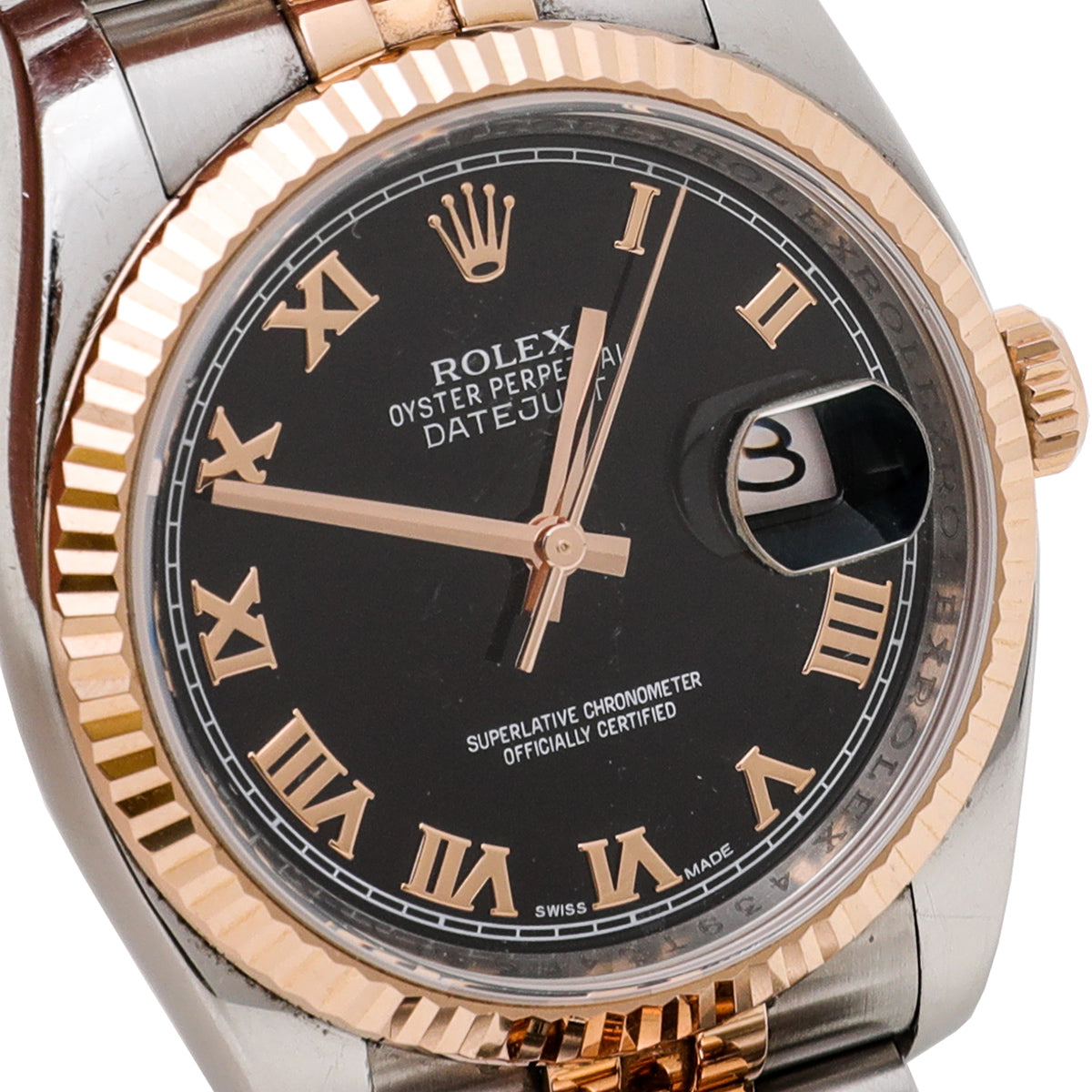 Rolex Datejust 18K Rose Gold Oyster Perpetual 36mm Watch