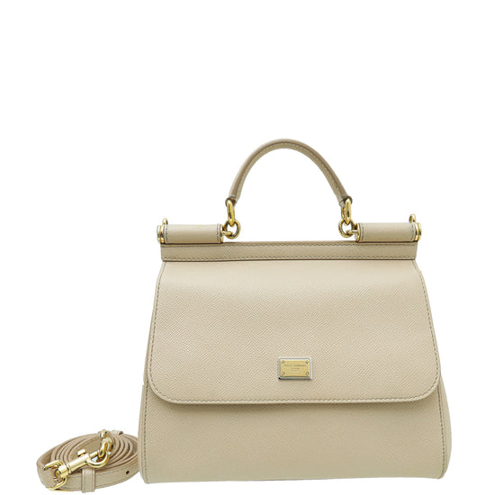 Dolce & Gabbana Beige Dauphine Sicily Medium Bag