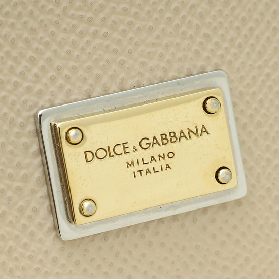 Dolce & Gabbana Beige Dauphine Sicily Medium Bag