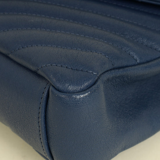 YSL Blue College Chevron Medium Shoulder Bag