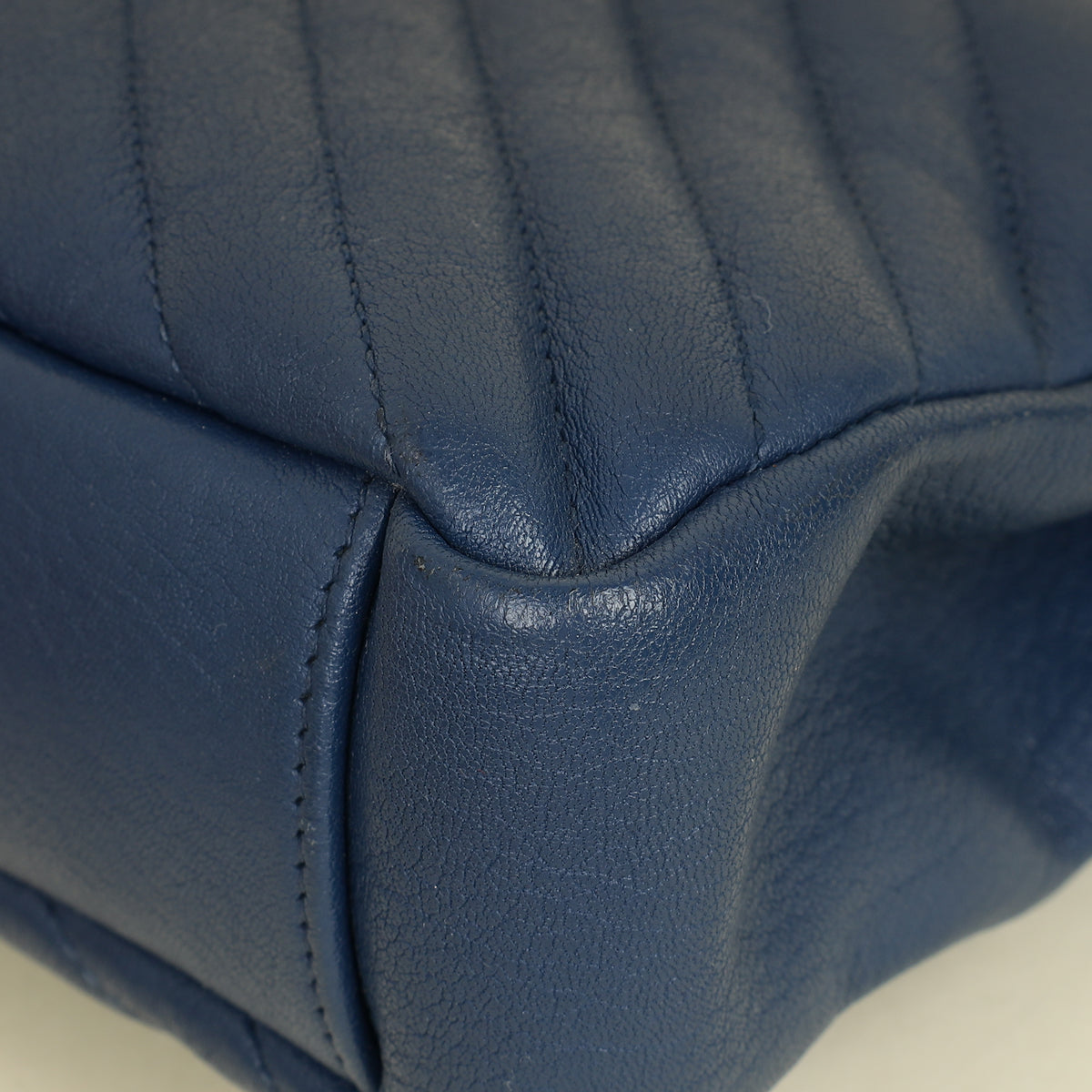 YSL Blue College Chevron Medium Shoulder Bag