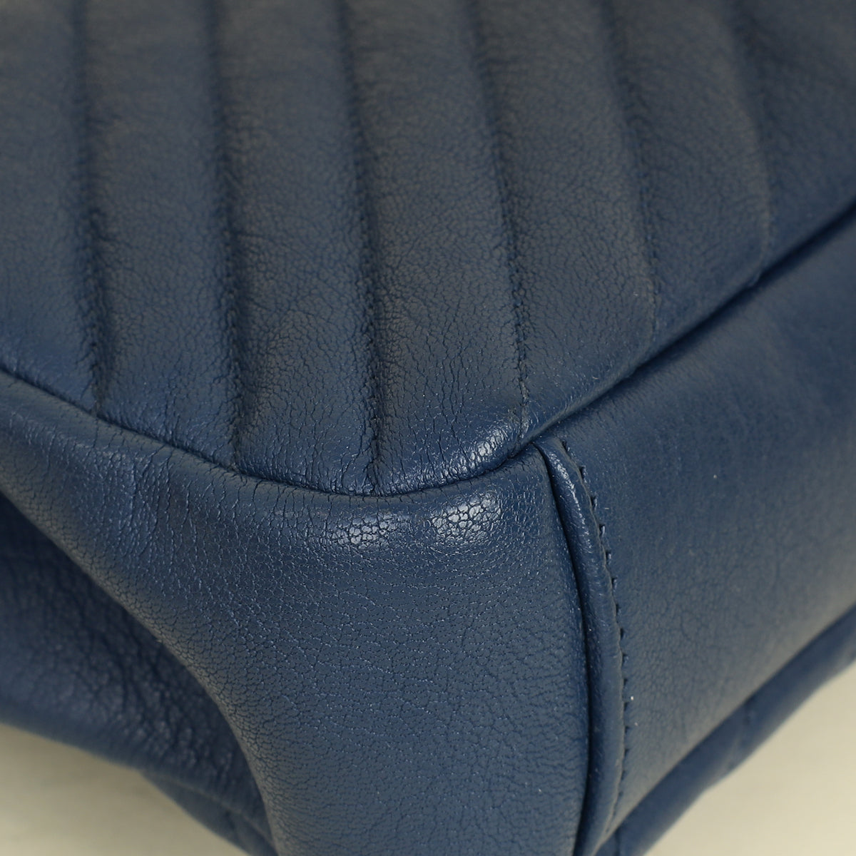 YSL Blue College Chevron Medium Shoulder Bag