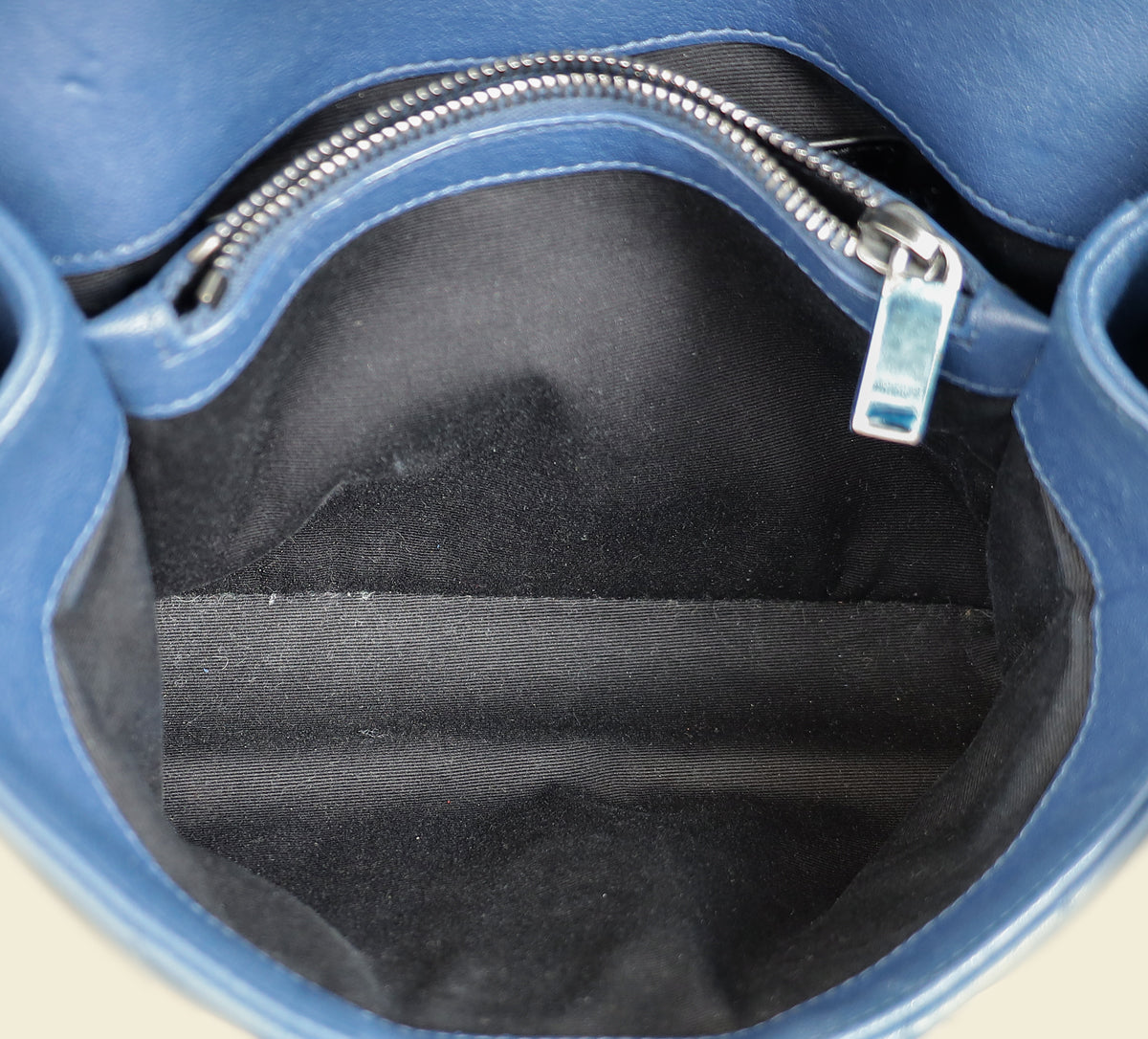 YSL Blue College Chevron Medium Shoulder Bag