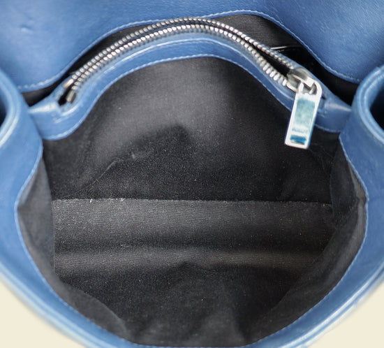 YSL Blue College Chevron Medium Shoulder Bag