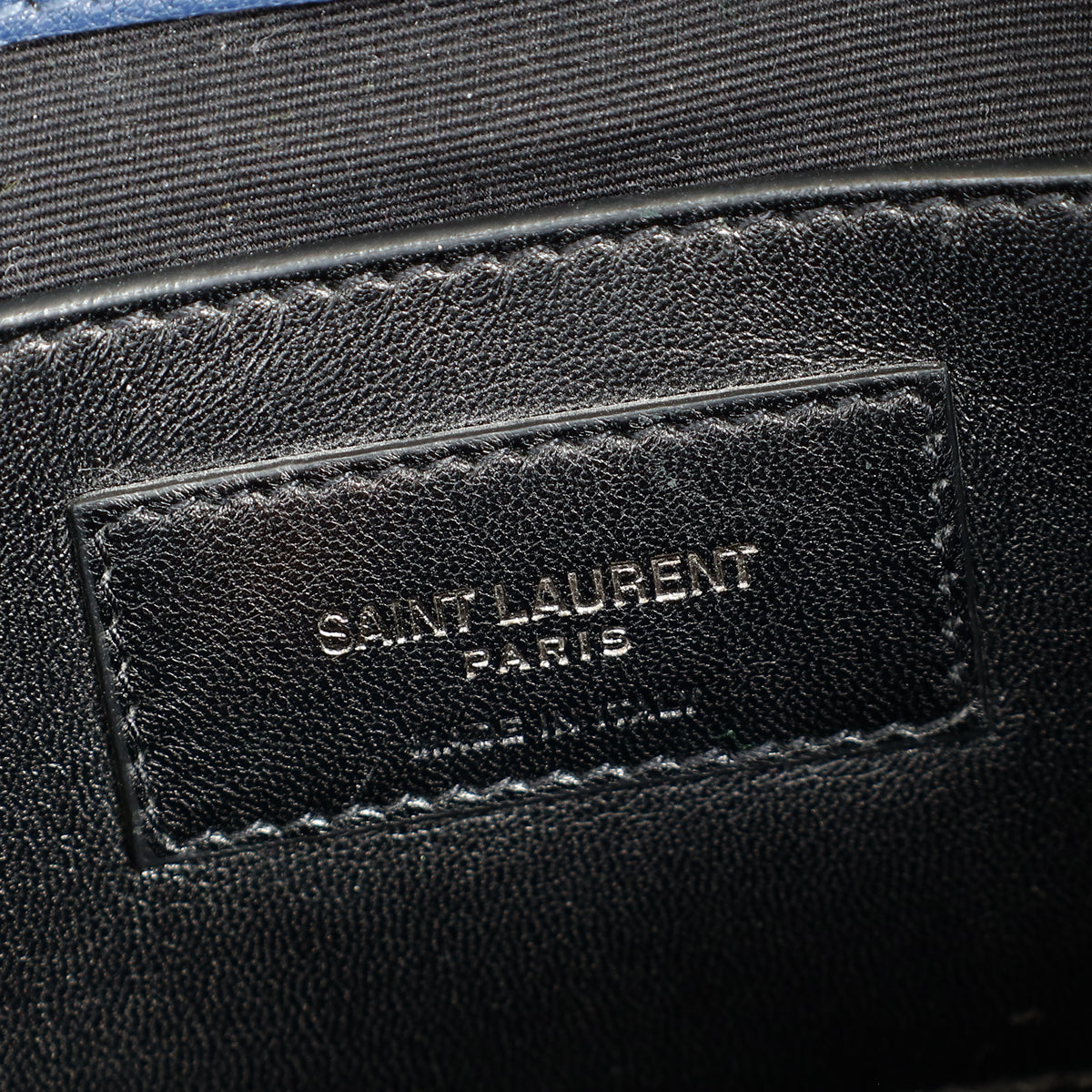 YSL Blue College Chevron Medium Shoulder Bag