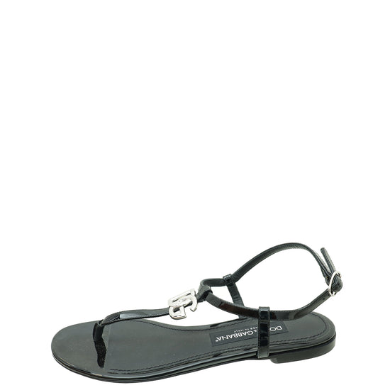 Dolce & Gabbana Black Shoes DG Thong Sandal 39