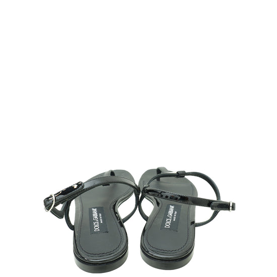 Dolce & Gabbana Black Shoes DG Thong Sandal 39