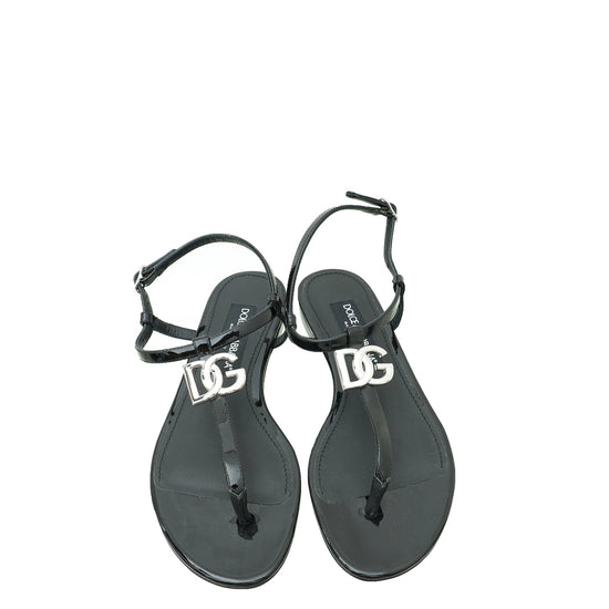 Dolce & Gabbana Black Shoes DG Thong Sandal 39