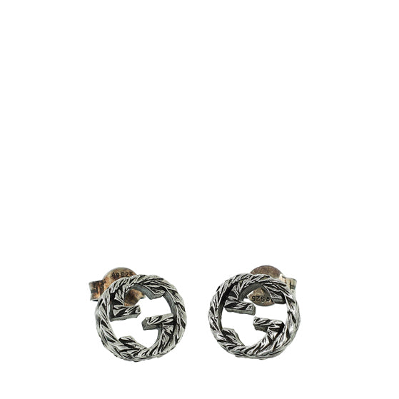 Gucci Sterling Silver Interlocking G Stud Earrings