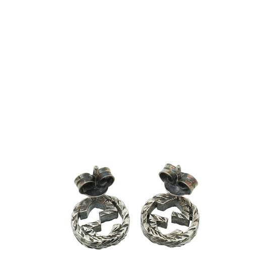 Gucci Sterling Silver Interlocking G Stud Earrings