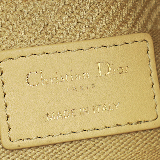 Christian Dior Beige Lady D-Lite Cannage Embroidery Medium Bag