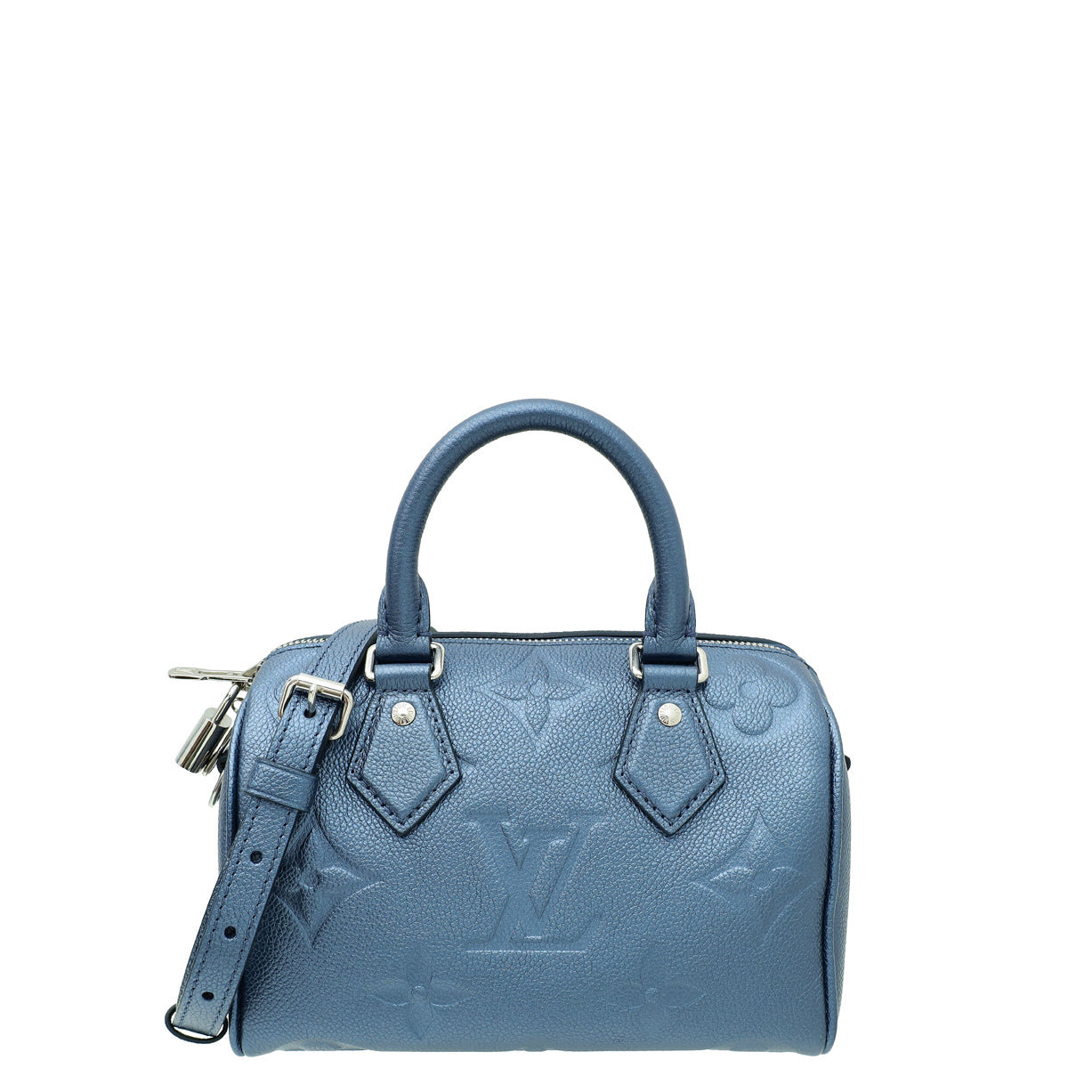 Louis Vuitton Navy Nacre Metallic Monogram Empreinte Speedy 20 Bandouliere Bag-Louis Vuitton-THE CLOSET