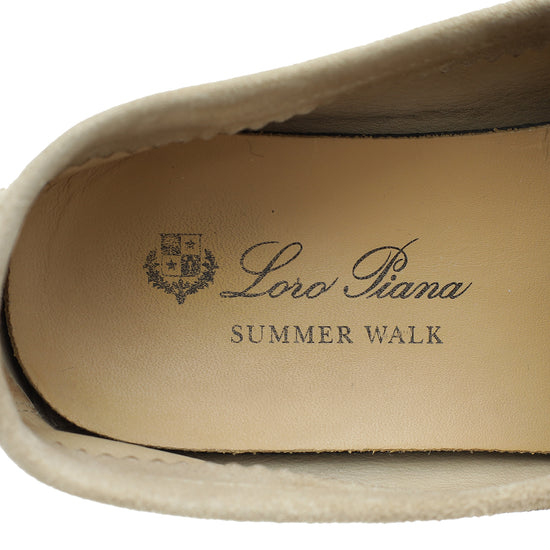 Loro Piana Sandstone Summer Charm Walk Loafers 37.5