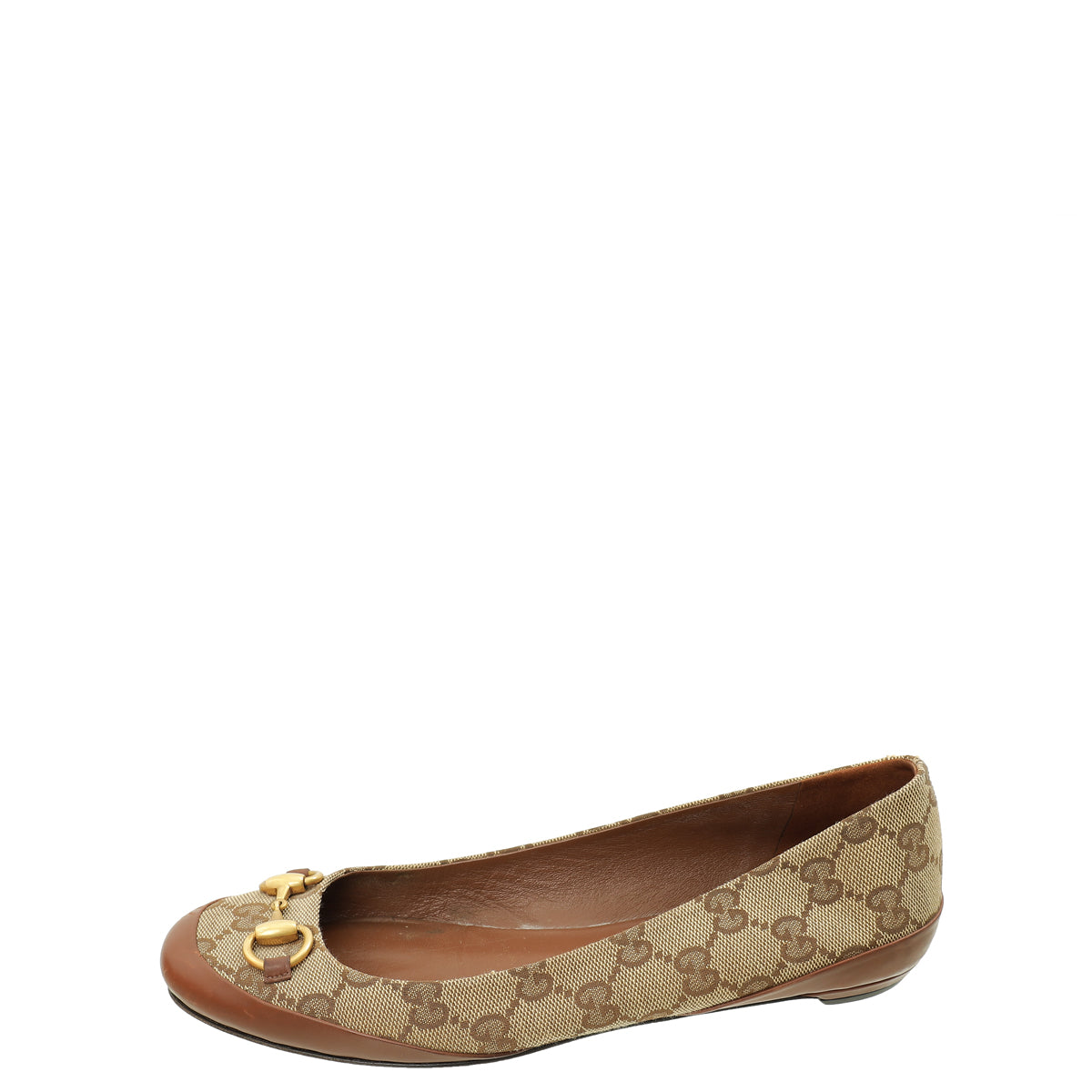 Gucci Ebony GG Horsebit Flat Ballerina 37.5