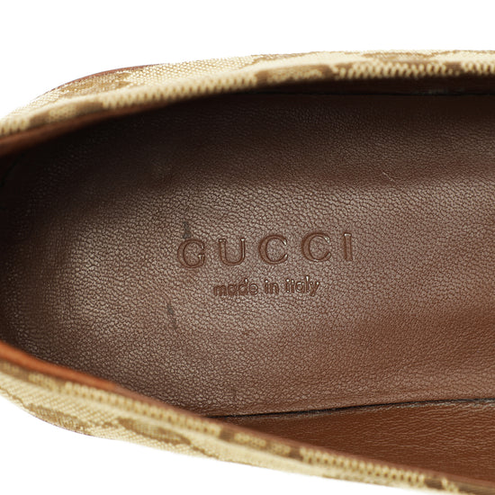 Gucci Ebony GG Horsebit Flat Ballerina 37.5