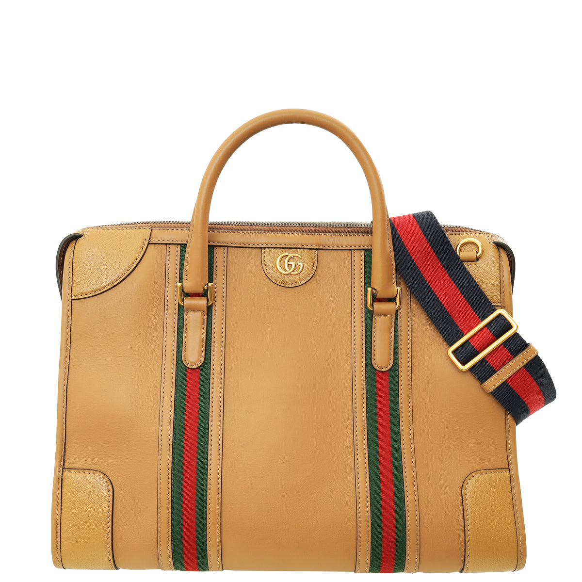 Gucci Brown Tan Bauletto Duffle Large Bag