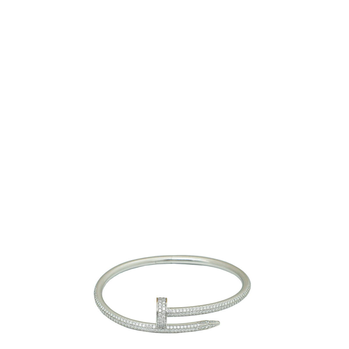Cartier 18K White Gold Diamond Juste Un Clou Bracelet 16-Cartier-THE CLOSET