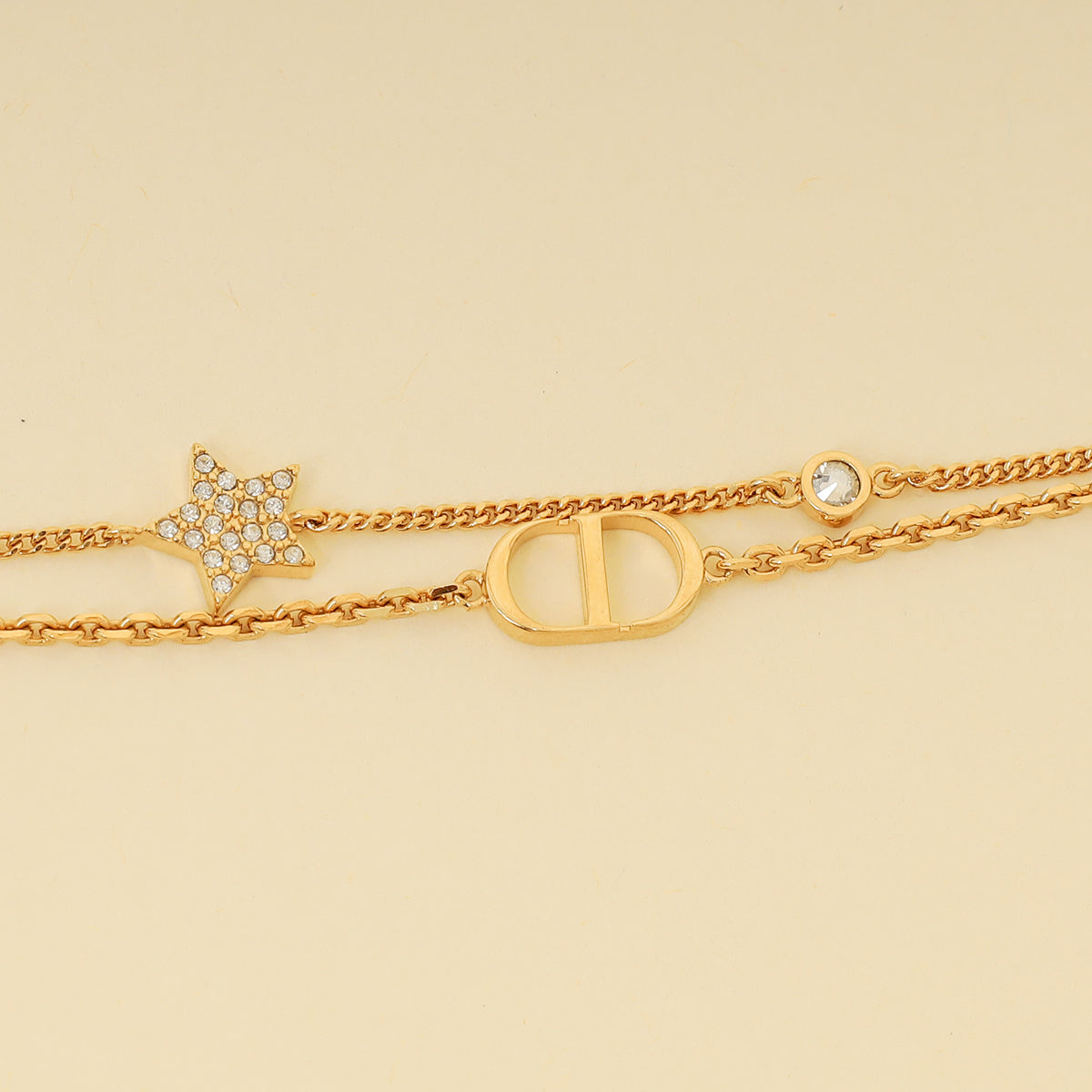 Christian Dior Gold Finish Petit CD Double Bracelet-Christian Dior-THE CLOSET