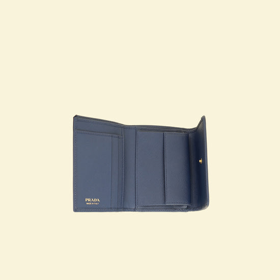 Prada Blue Trifold Small Wallet-Prada-THE CLOSET