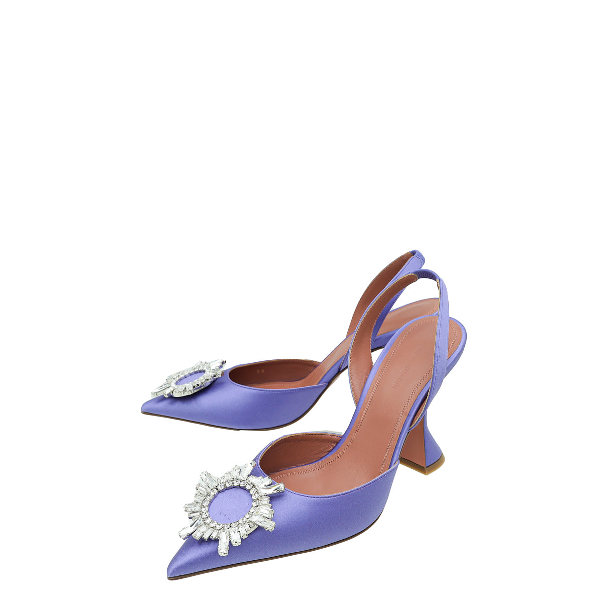 Amina Muaddi Lilac Begum Crystal Satin Slingback 38-Amina Muaddi-THE CLOSET