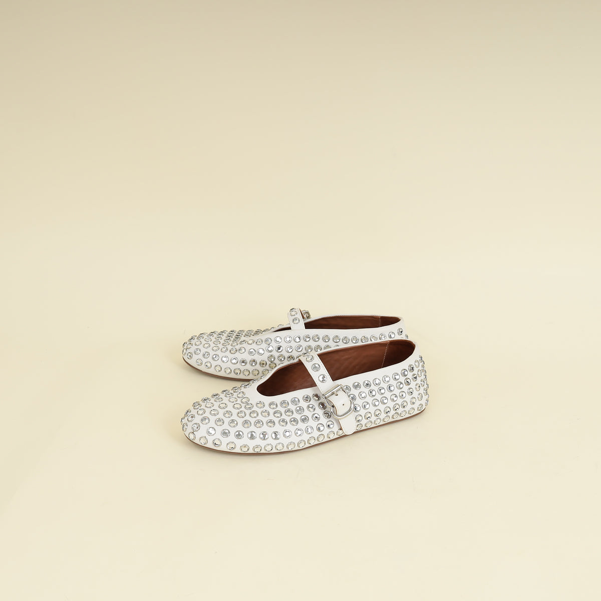 Alaïa White Crystal-embellished Ballet Flats 36.5-Alaïa-THE CLOSET