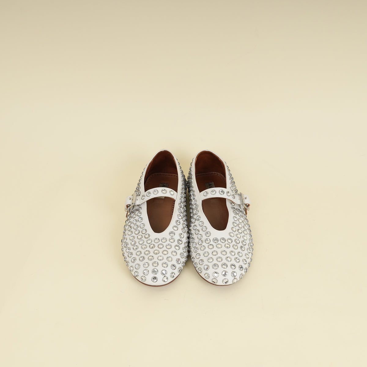 Alaïa White Crystal-embellished Ballet Flats 36.5-Alaïa-THE CLOSET