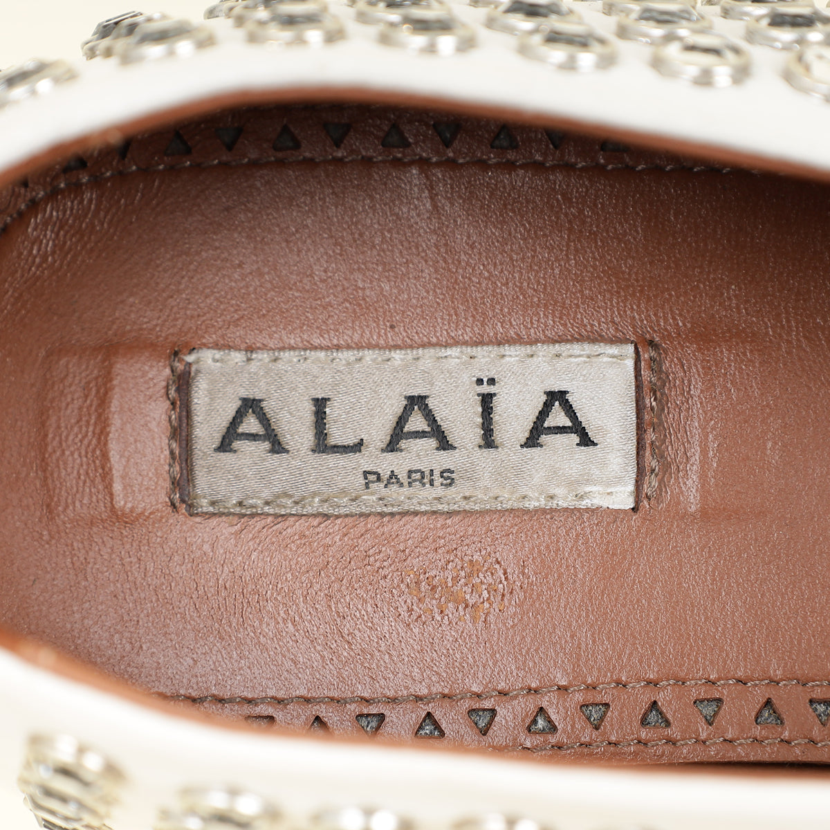Alaïa White Crystal-embellished Ballet Flats 36.5-Alaïa-THE CLOSET