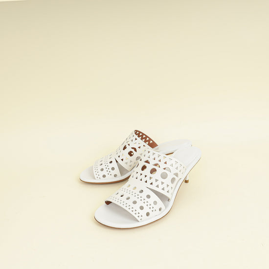 Alaïa Blanc Casse Laser Cut  Mules 39