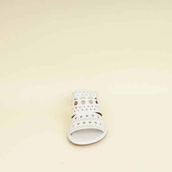 Alaïa Blanc Casse Laser Cut  Mules 39