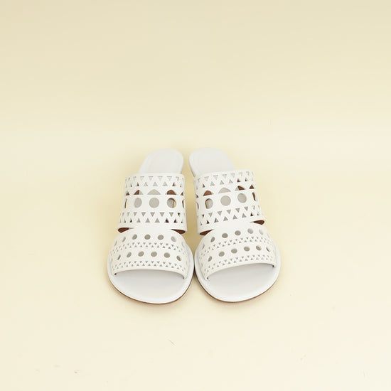 Alaïa Blanc Casse Laser Cut  Mules 39
