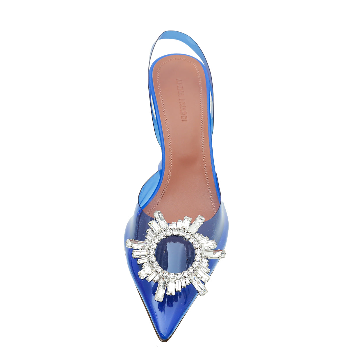 Amina Muaddi Electric Blue PVC Crystal Begum Slingback Pumps 38-Amina Muaddi-THE CLOSET