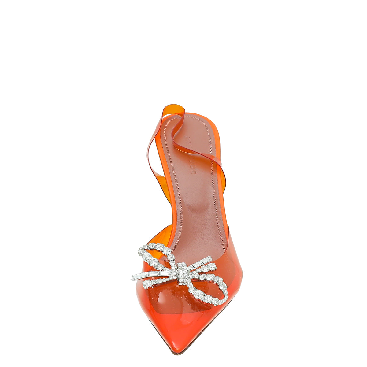 Amina Muaddi Orange Rosie Glass Crystal Bow PVC Pump-Amina Muaddi-THE CLOSET