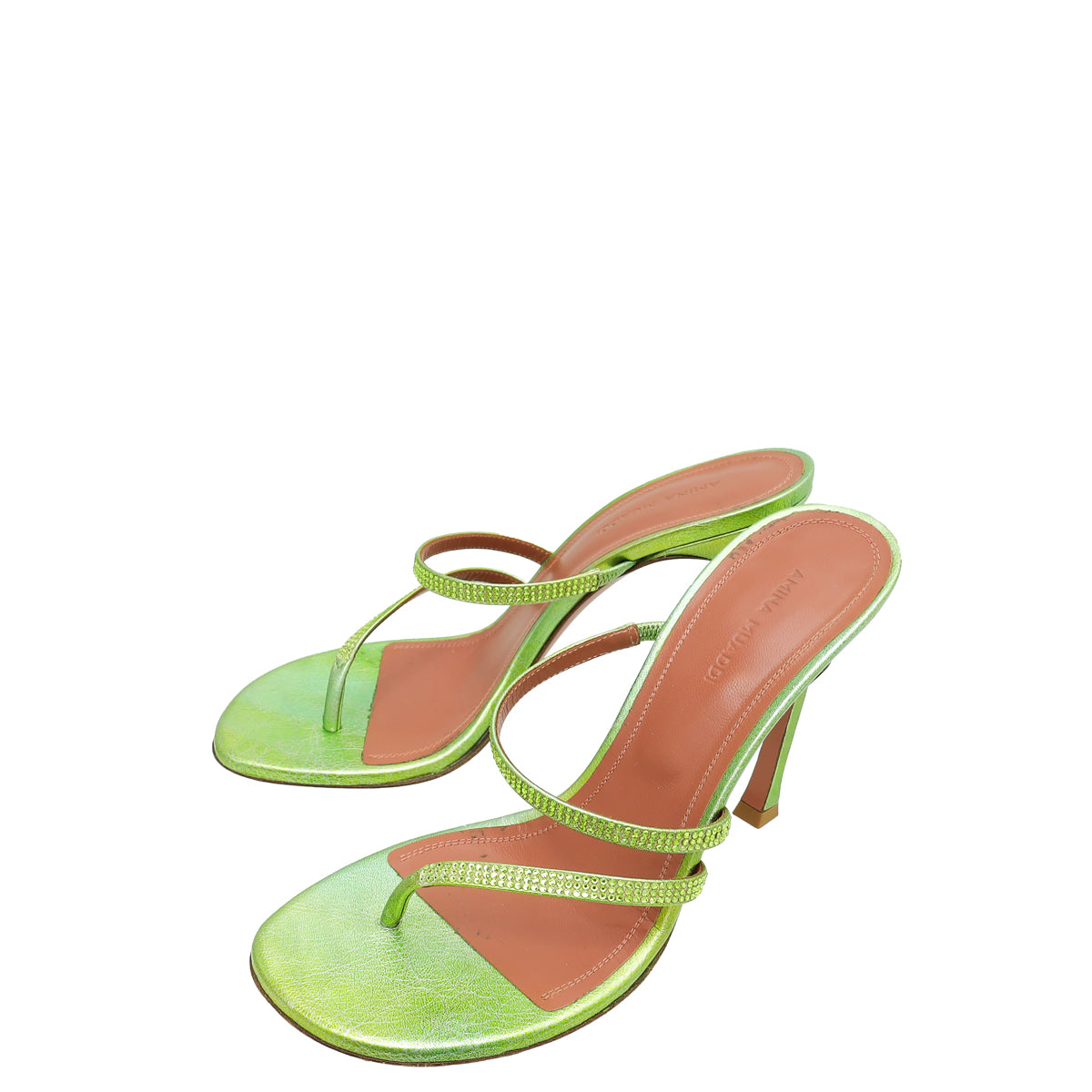 Amina Muaddi Apple Green Ami 105 Sandal 37.5-Amina Muaddi-THE CLOSET