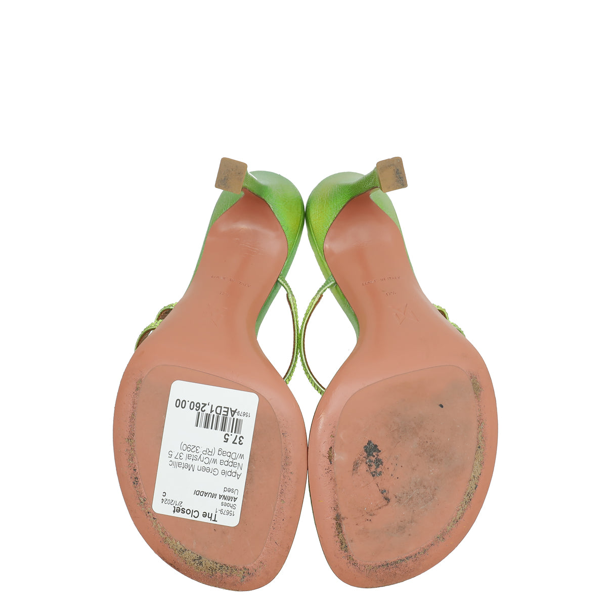 Amina Muaddi Apple Green Ami 105 Sandal 37.5