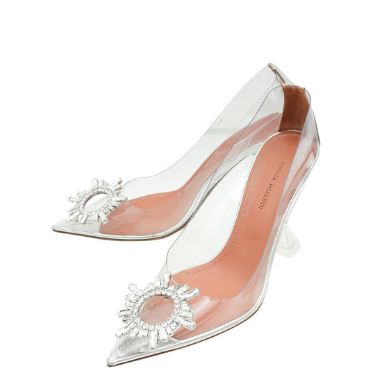 Amina Muaddi Transparent Glass Begum Pumps 37.5