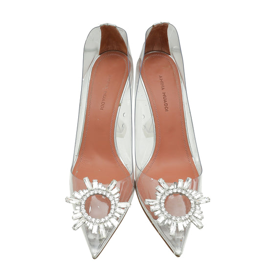 Amina Muaddi Transparent Glass Begum Pumps 37.5