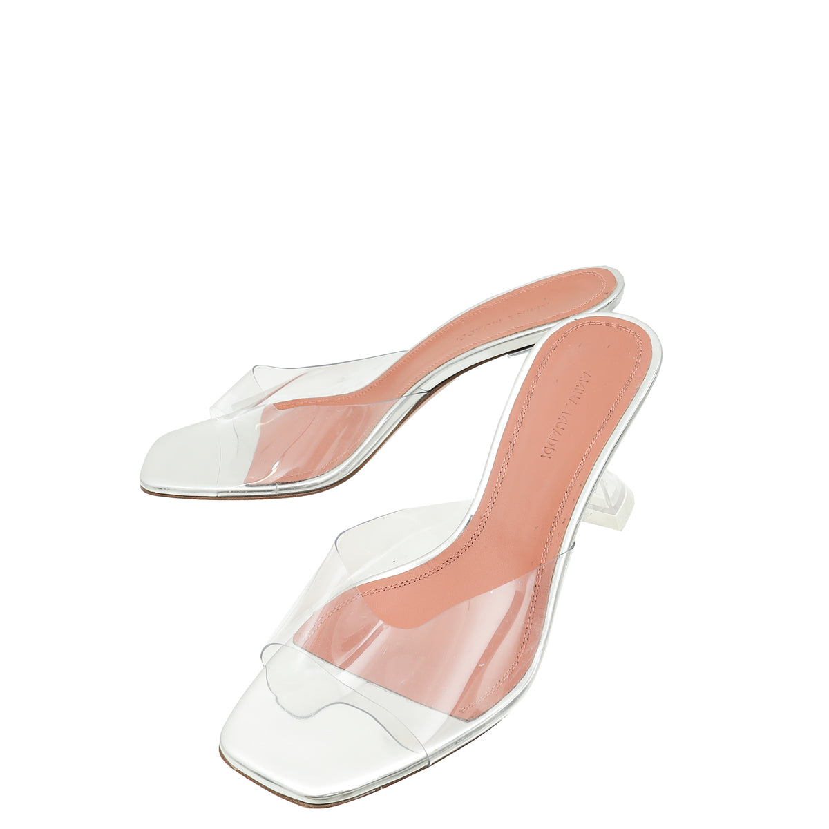 Amina Muaddi Bicolor Lupita Glass PVC Transparent Slipper 37-Amina Muaddi-THE CLOSET